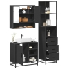 Juego de muebles de baño 3 pzas madera contrachapada negro