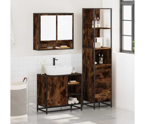 Set de muebles baño 3 pzas madera contrachapada roble ahumado