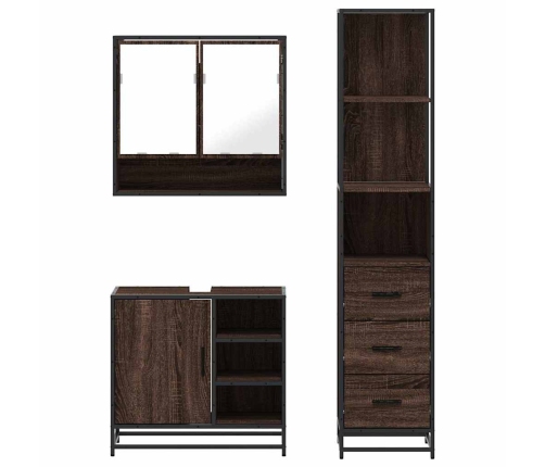 Set de muebles baño 3 pzas madera contrachapada roble marrón