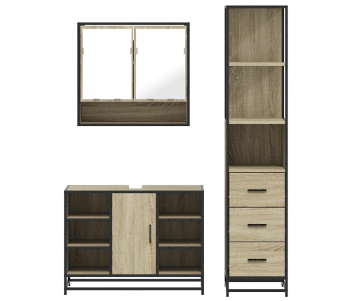 Set de muebles de baño 3 pzas madera contrachapada roble sonoma