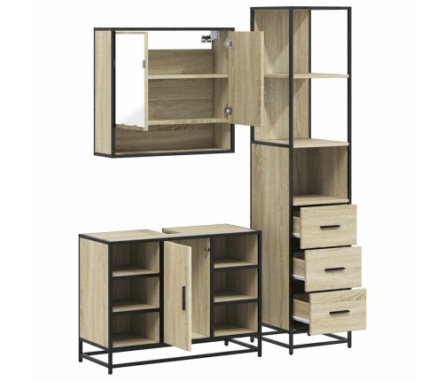 Set de muebles de baño 3 pzas madera contrachapada roble sonoma