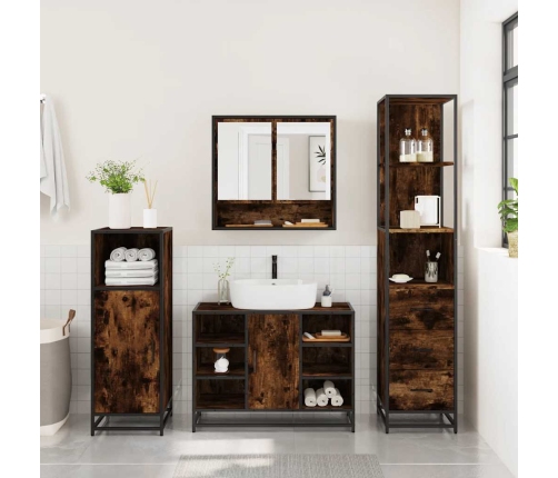 Set de muebles baño 3 pzas madera contrachapada roble ahumado