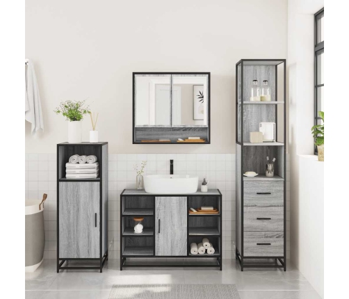 Set de muebles de baño 3 pzas madera contrachapada gris sonoma