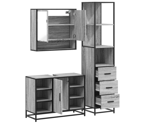 Set de muebles de baño 3 pzas madera contrachapada gris sonoma