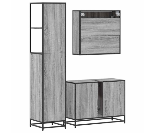 Set de muebles de baño 3 pzas madera contrachapada gris sonoma