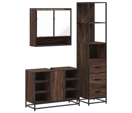 Set de muebles baño 3 pzas madera contrachapada roble marrón