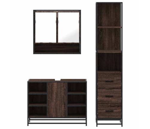 Set de muebles baño 3 pzas madera contrachapada roble marrón