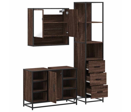 Set de muebles baño 3 pzas madera contrachapada roble marrón