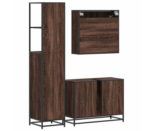 Set de muebles baño 3 pzas madera contrachapada roble marrón