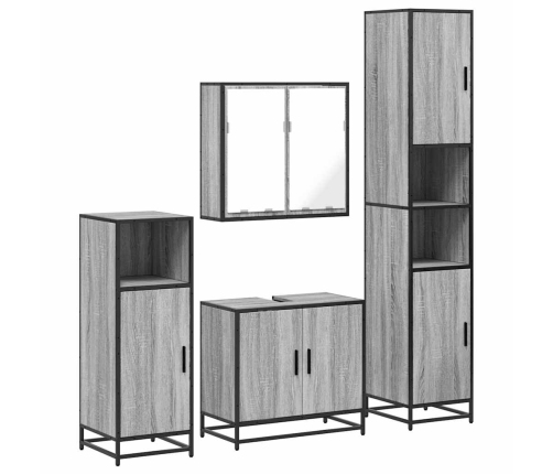 Set de muebles de baño 4 pzas madera contrachapada gris sonoma