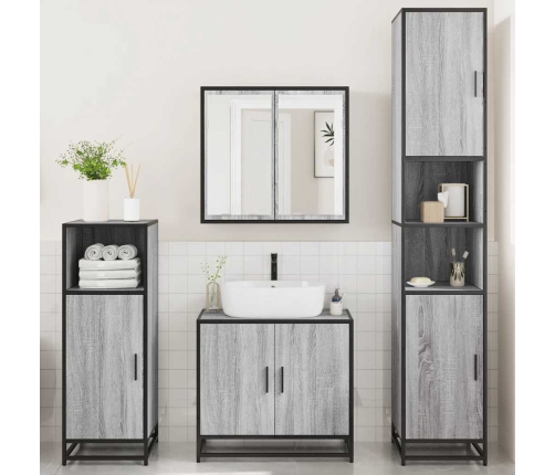 Set de muebles de baño 4 pzas madera contrachapada gris sonoma