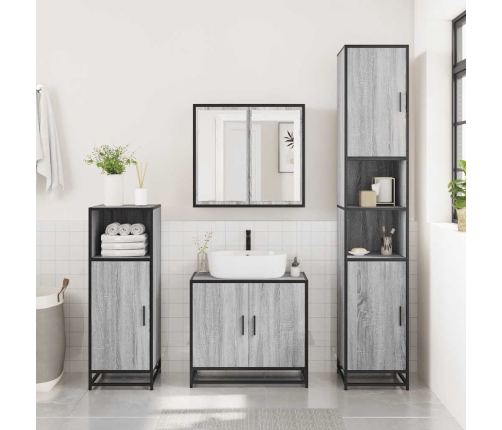 Set de muebles de baño 4 pzas madera contrachapada gris sonoma