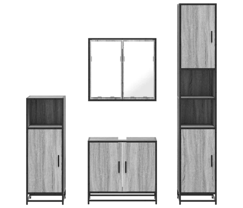 Set de muebles de baño 4 pzas madera contrachapada gris sonoma