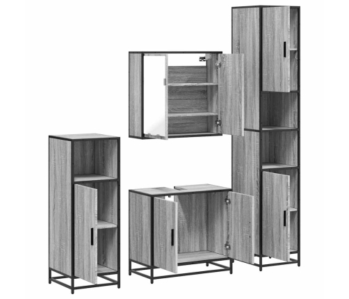 Set de muebles de baño 4 pzas madera contrachapada gris sonoma