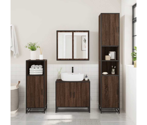 Set de muebles baño 4 pzas madera contrachapada roble marrón