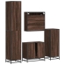 Set de muebles baño 4 pzas madera contrachapada roble marrón