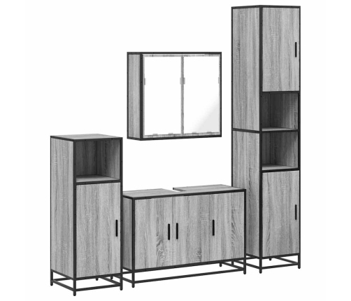 Set de muebles de baño 4 pzas madera contrachapada gris sonoma