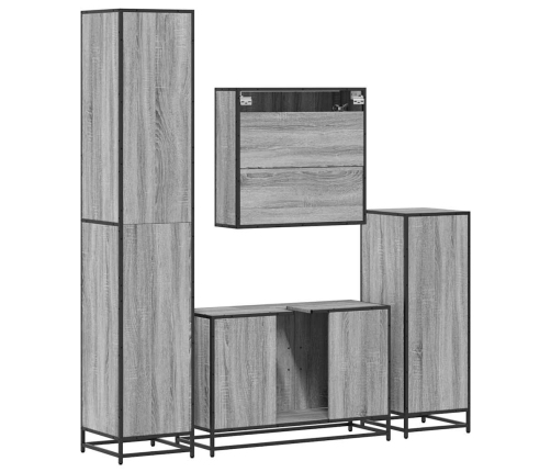 Set de muebles de baño 4 pzas madera contrachapada gris sonoma