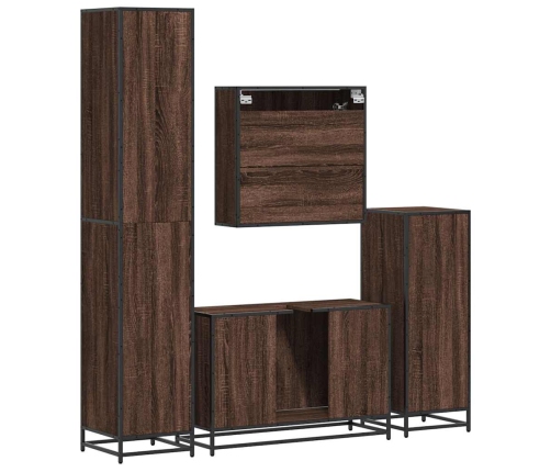 Set de muebles baño 4 pzas madera contrachapada roble marrón