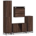 Set de muebles baño 4 pzas madera contrachapada roble marrón