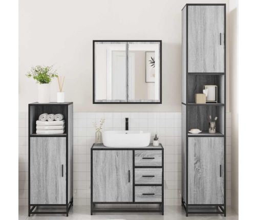 Set de muebles de baño 4 pzas madera contrachapada gris sonoma