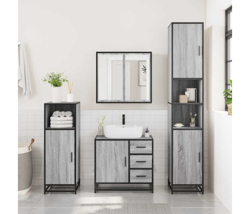 Set de muebles de baño 4 pzas madera contrachapada gris sonoma