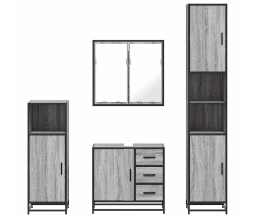 Set de muebles de baño 4 pzas madera contrachapada gris sonoma