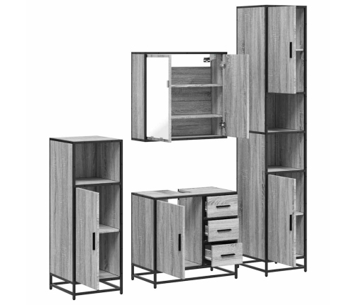 Set de muebles de baño 4 pzas madera contrachapada gris sonoma