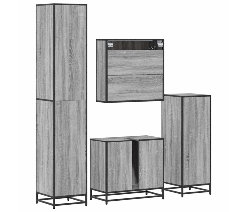 Set de muebles de baño 4 pzas madera contrachapada gris sonoma