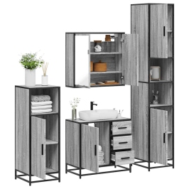 Set de muebles de baño 4 pzas madera contrachapada gris sonoma