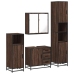 Set de muebles baño 4 pzas madera contrachapada roble marrón