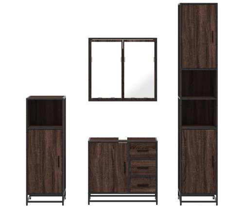 Set de muebles baño 4 pzas madera contrachapada roble marrón