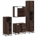 Set de muebles baño 4 pzas madera contrachapada roble marrón