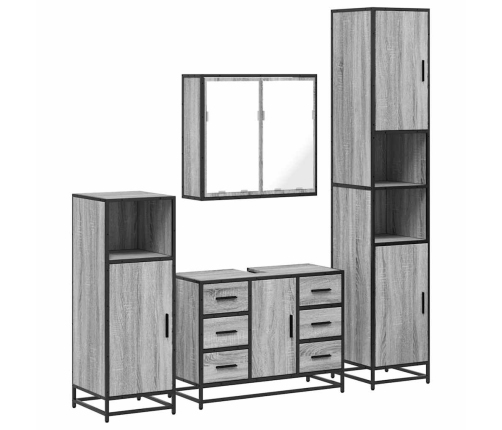 Set de muebles de baño 4 pzas madera contrachapada gris sonoma