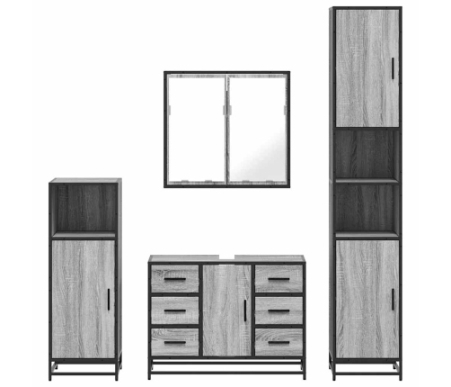 Set de muebles de baño 4 pzas madera contrachapada gris sonoma