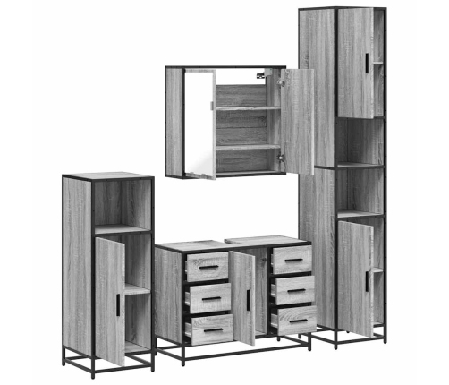 Set de muebles de baño 4 pzas madera contrachapada gris sonoma