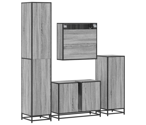 Set de muebles de baño 4 pzas madera contrachapada gris sonoma