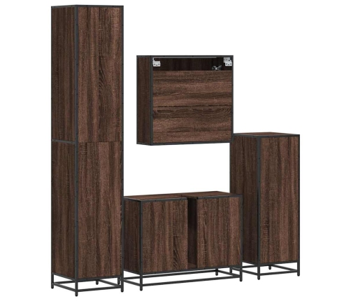 Set de muebles baño 4 pzas madera contrachapada roble marrón