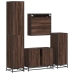 Set de muebles baño 4 pzas madera contrachapada roble marrón