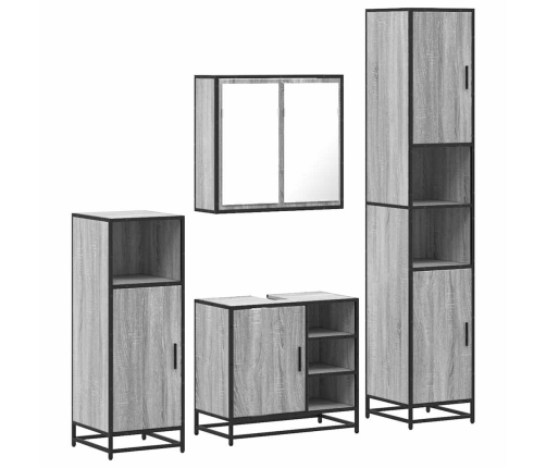 Set de muebles de baño 4 pzas madera contrachapada gris sonoma