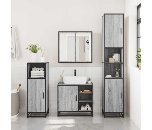 Set de muebles de baño 4 pzas madera contrachapada gris sonoma