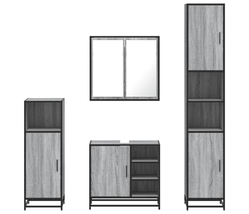 Set de muebles de baño 4 pzas madera contrachapada gris sonoma