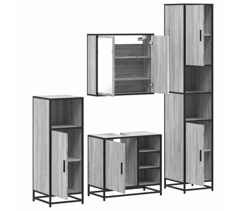 Set de muebles de baño 4 pzas madera contrachapada gris sonoma