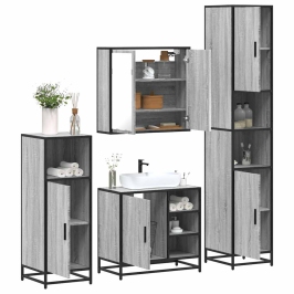 Set de muebles de baño 4 pzas madera contrachapada gris sonoma