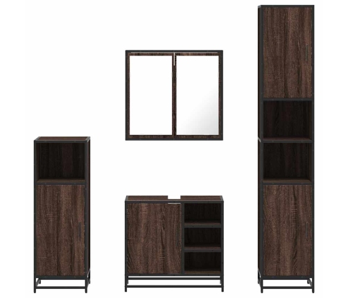 Set de muebles baño 4 pzas madera contrachapada roble marrón