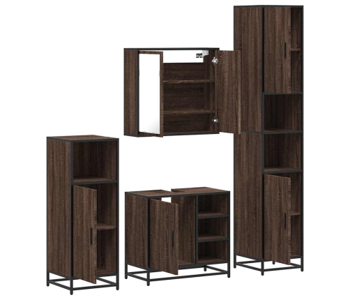 Set de muebles baño 4 pzas madera contrachapada roble marrón