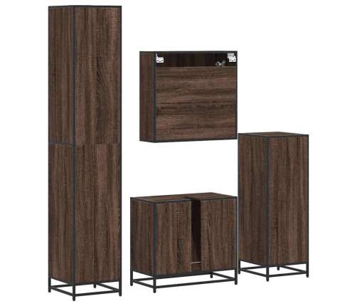 Set de muebles baño 4 pzas madera contrachapada roble marrón