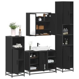 Juego de muebles de baño 4 pzas madera contrachapada negro