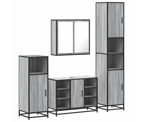 Set de muebles baño 4 pzas madera contrachapada roble ahumado