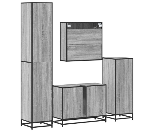 Set de muebles baño 4 pzas madera contrachapada roble ahumado